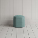 Thither Hexagonal Ottoman in Laidback Linen Cerulean Back View - NiX