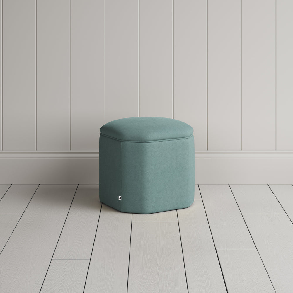  Thither Hexagonal Ottoman in Laidback Linen Cerulean - NiX 