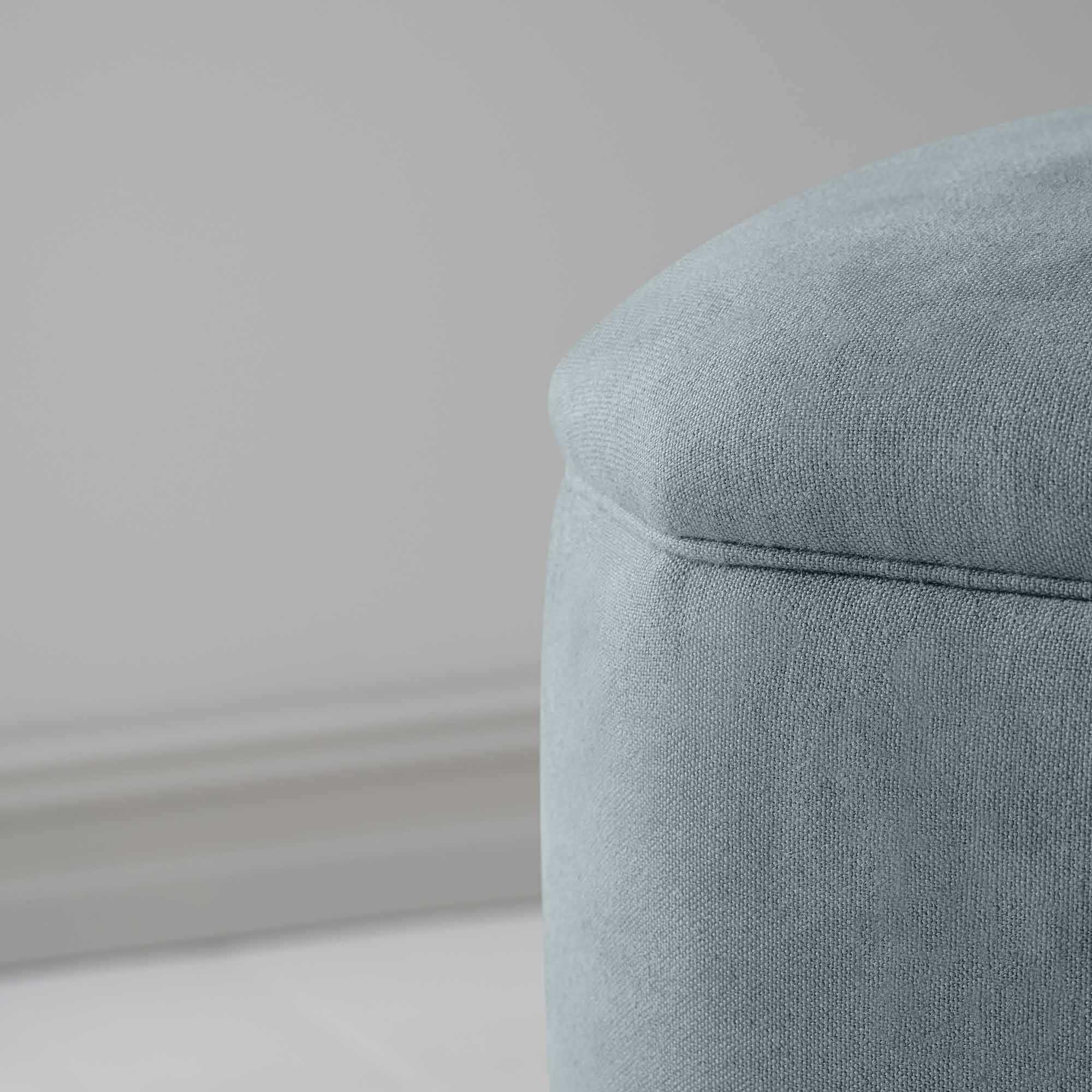  Thither Hexagonal Ottoman in Laidback Linen Cerulean Design Closeup - NiX 