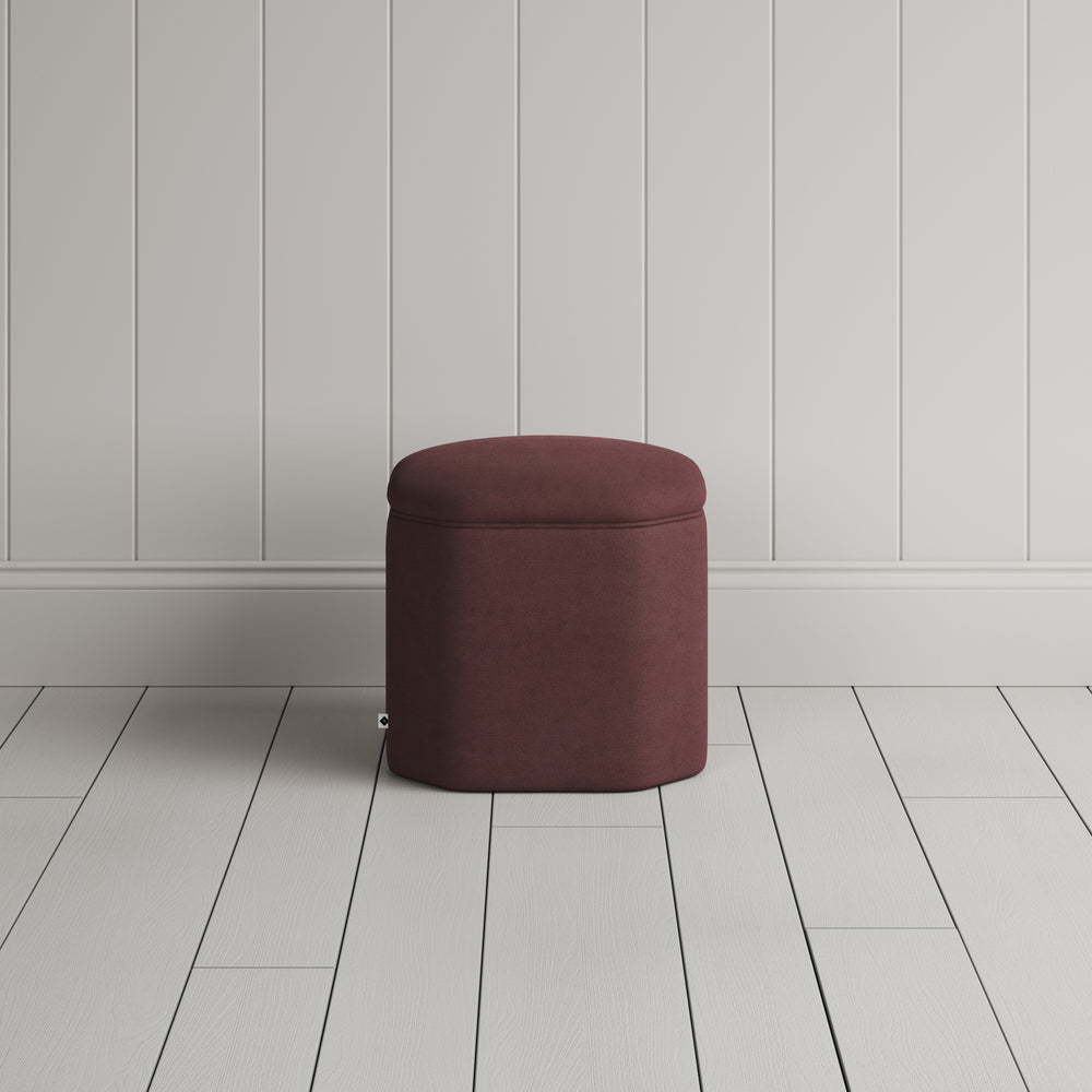  Thither Hexagonal Ottoman in Laidback Linen Damson Back View - NiX 