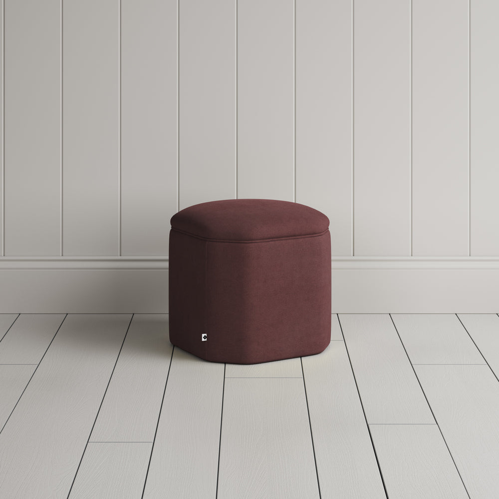  Thither Hexagonal Ottoman in Laidback Linen Damson - NiX 