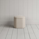 Thither Hexagonal Ottoman in Laidback Linen Dove Back View - NiX