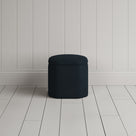 Thither Hexagonal Ottoman in Laidback Linen Midnight Back View - NiX