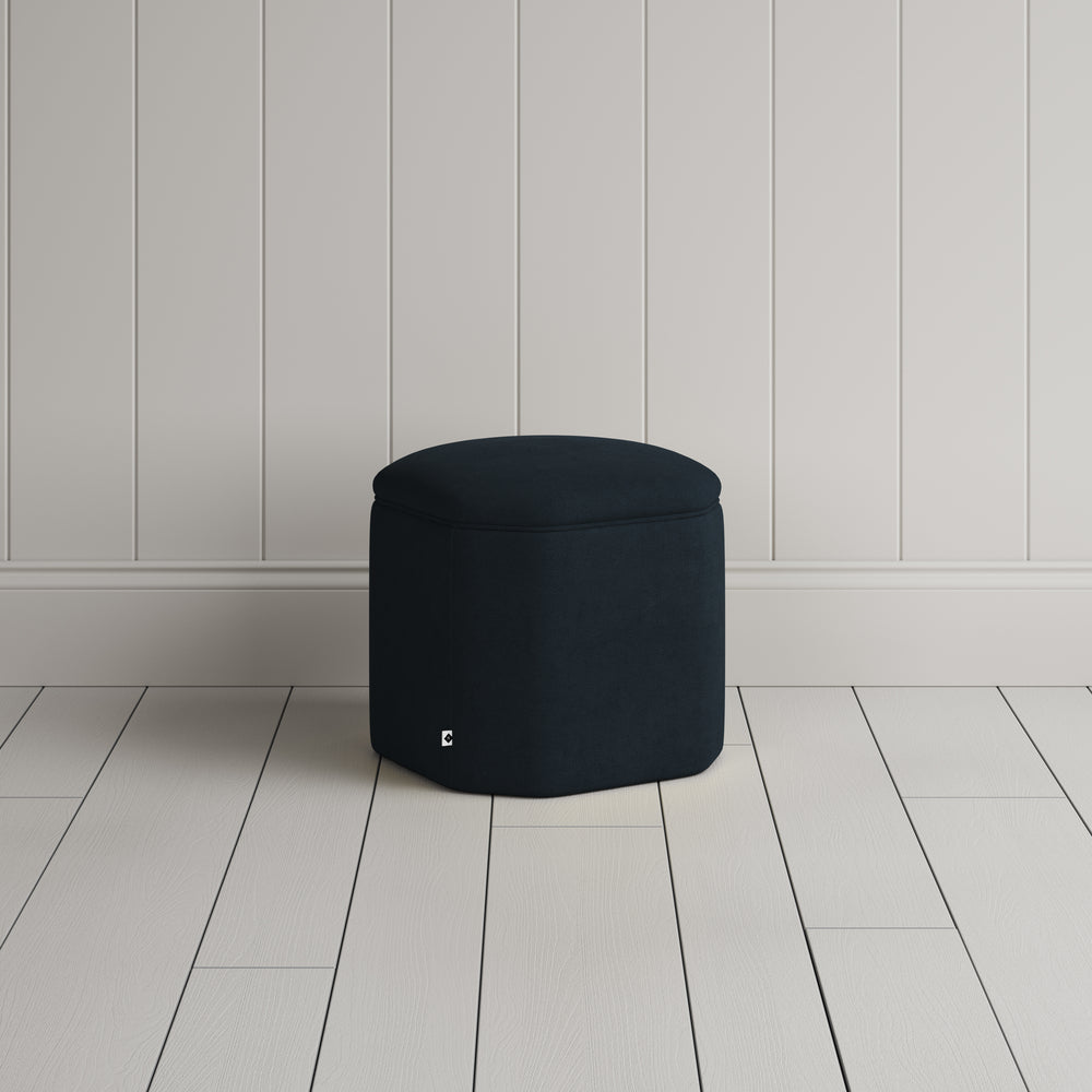  Thither Hexagonal Ottoman in Laidback Linen Midnight - NiX 