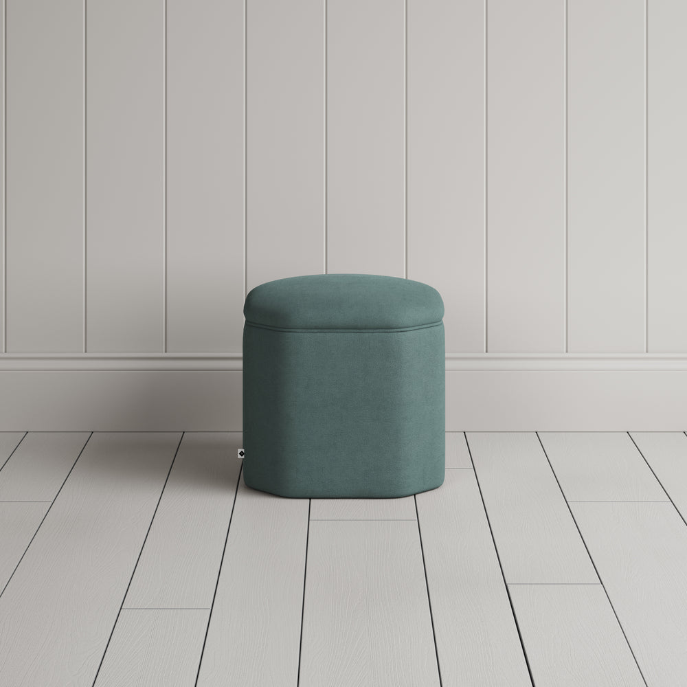  Thither Hexagonal Ottoman in Laidback Linen Mineral Back View - NiX 