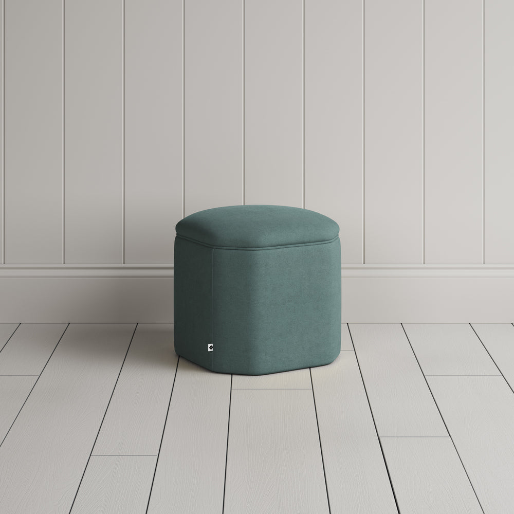  Thither Hexagonal Ottoman in Laidback Linen Mineral - NiX 