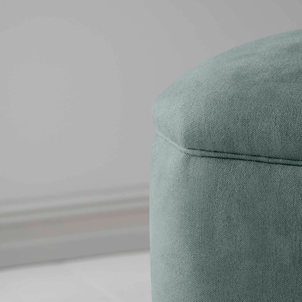  Thither Hexagonal Ottoman in Laidback Linen Mineral Design Closeup - NiX 