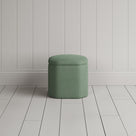 Thither Hexagonal Ottoman in Laidback Linen Moss Back View - NiX