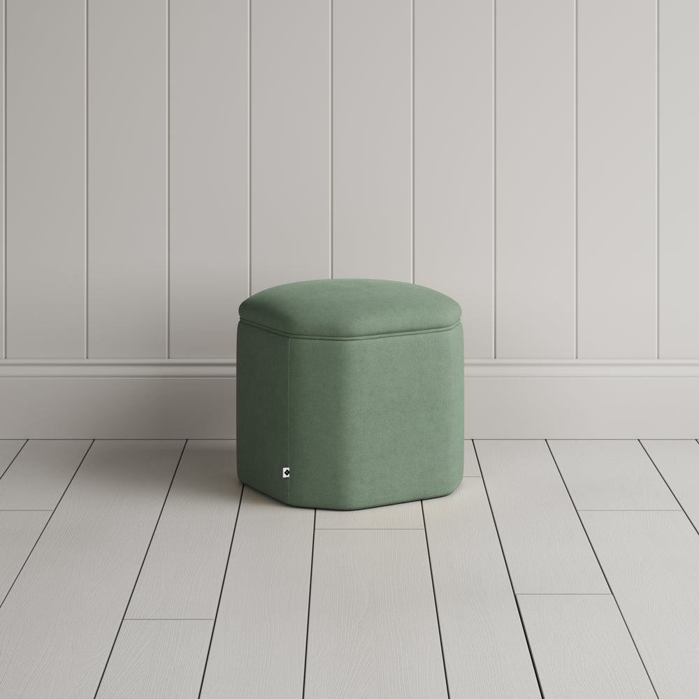  Thither Hexagonal Ottoman in Laidback Linen Moss - NiX 