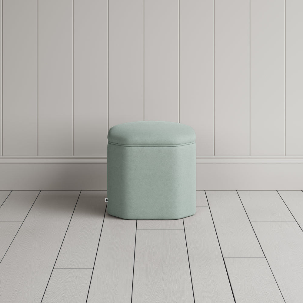 Thither Hexagonal Ottoman in Laidback Linen Sky Back View - NiX
