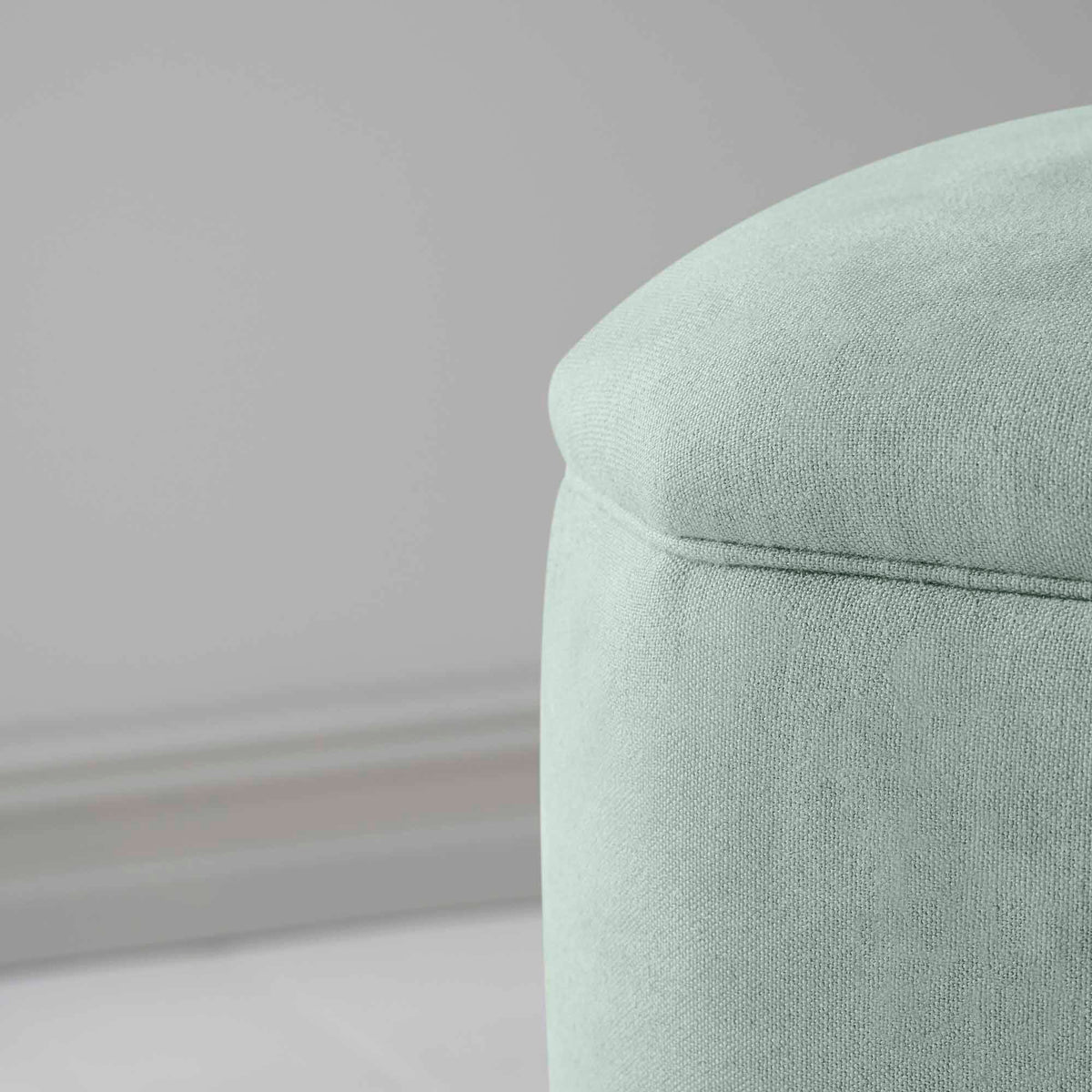 Thither Hexagonal Ottoman in Laidback Linen Sky Design Closeup - NiX