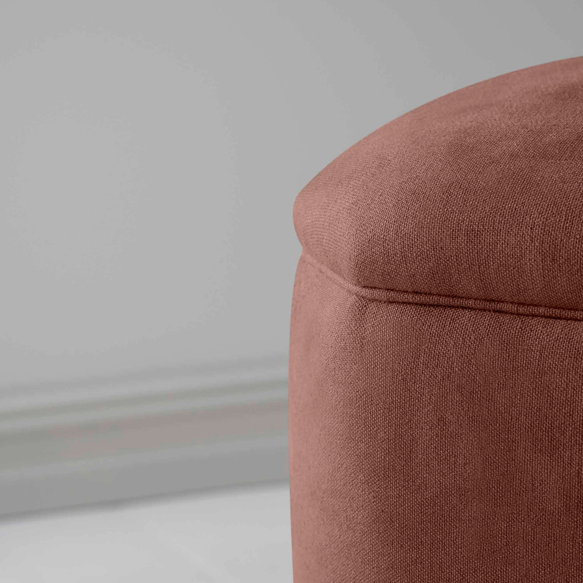 Thither Hexagonal Ottoman in Laidback Linen Sweet Briar Design Closeup - NiX