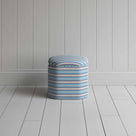 Thither Hexagonal Ottoman in Slow Lane Cotton Linen, Blue - NiX