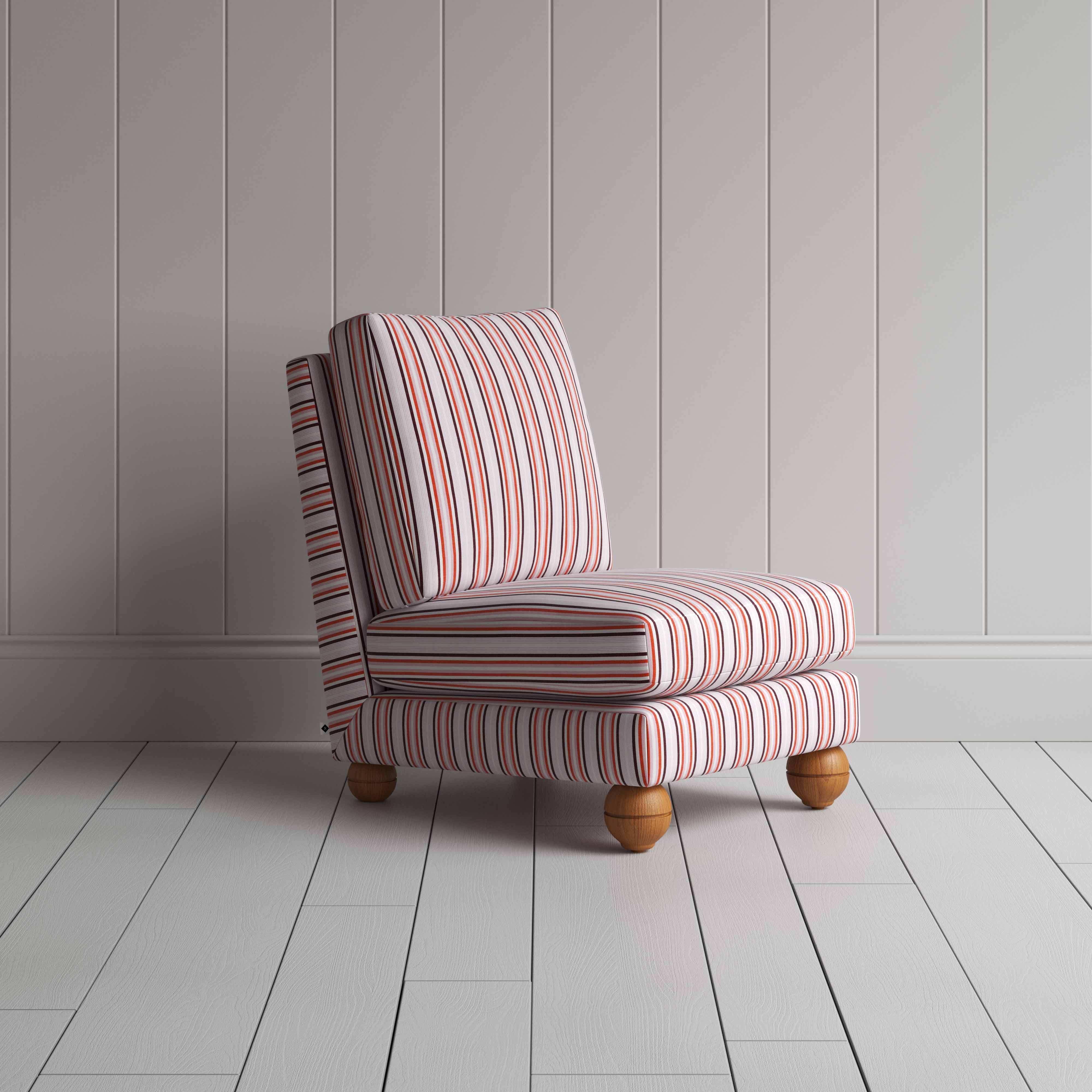  Perch Slipper Armchair in Slow Lane Cotton Linen, Berry - NiX 