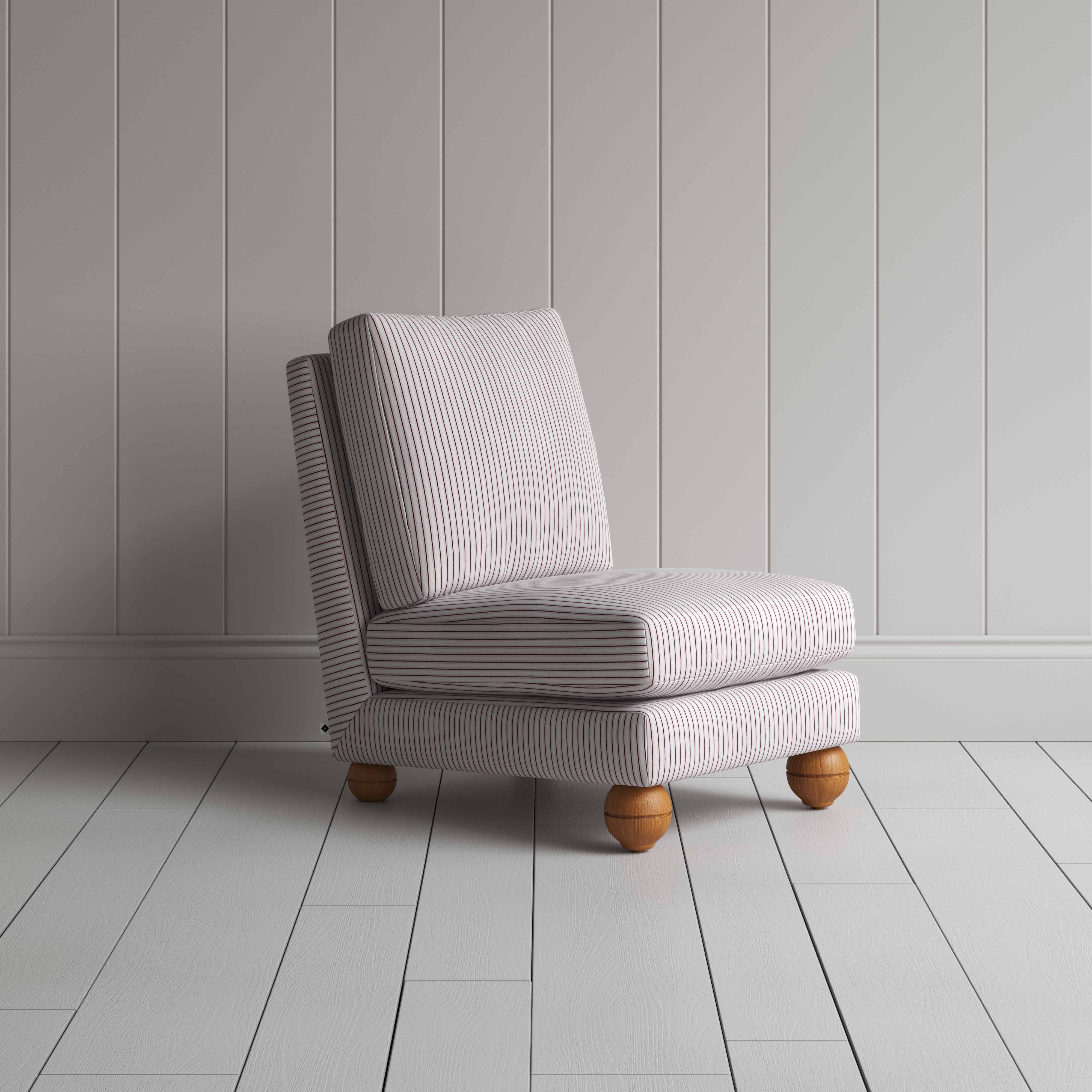  Perch Slipper Armchair in Ticking Cotton, Blue Brown -  By NiX 