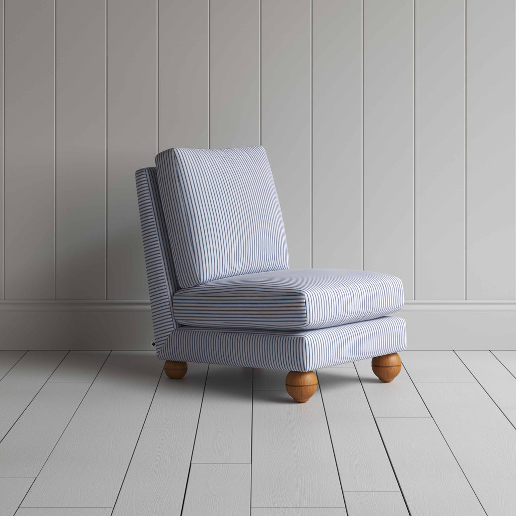  Perch Slipper Armchair in Ticking Cotton, Aqua Brown - By NiX 