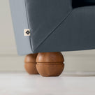 Perch Slipper Armchair in Well Plaid Frame and Intelligent Velvet Mineral Seat, With Cushion, an Ottoman, and a  Brass Base Floor Lamp With, To The Point Paper Empire Lamp Shade in Soft White with Peacock Blue Trim - Nicola Harding