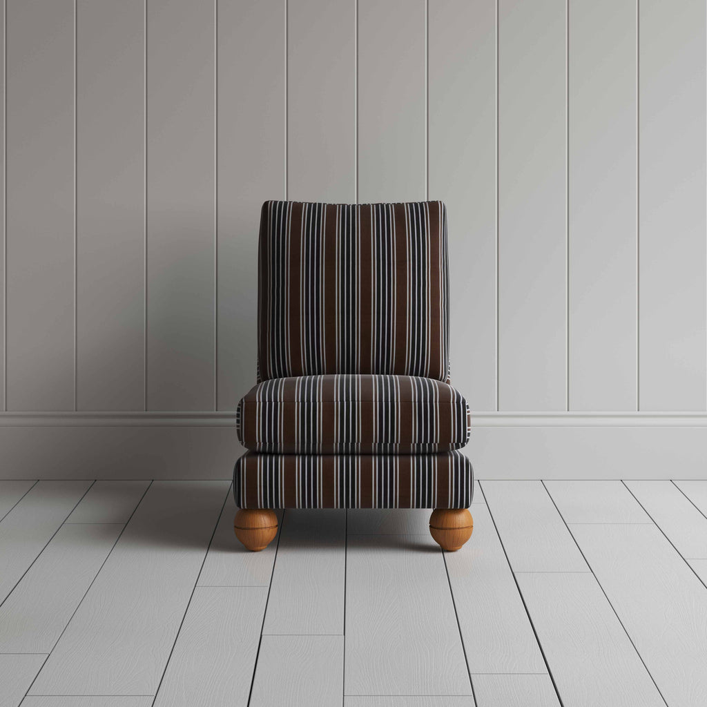  Perch Slipper Armchair in Regatta Cotton, Charcoal, Front View - NiX 