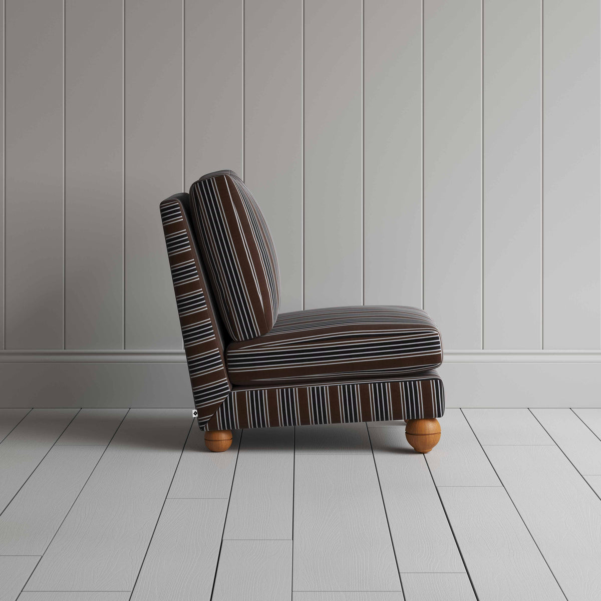 Perch Slipper Armchair in Regatta Cotton, Charcoal, Side View - NiX