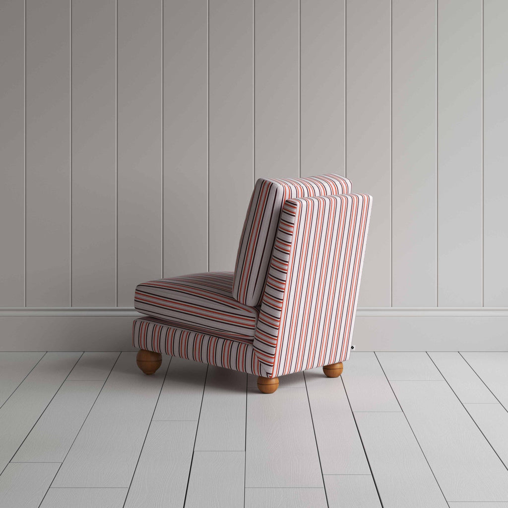  Perch Slipper Armchair in Slow Lane Cotton Linen, Berry, Back View - NiX 