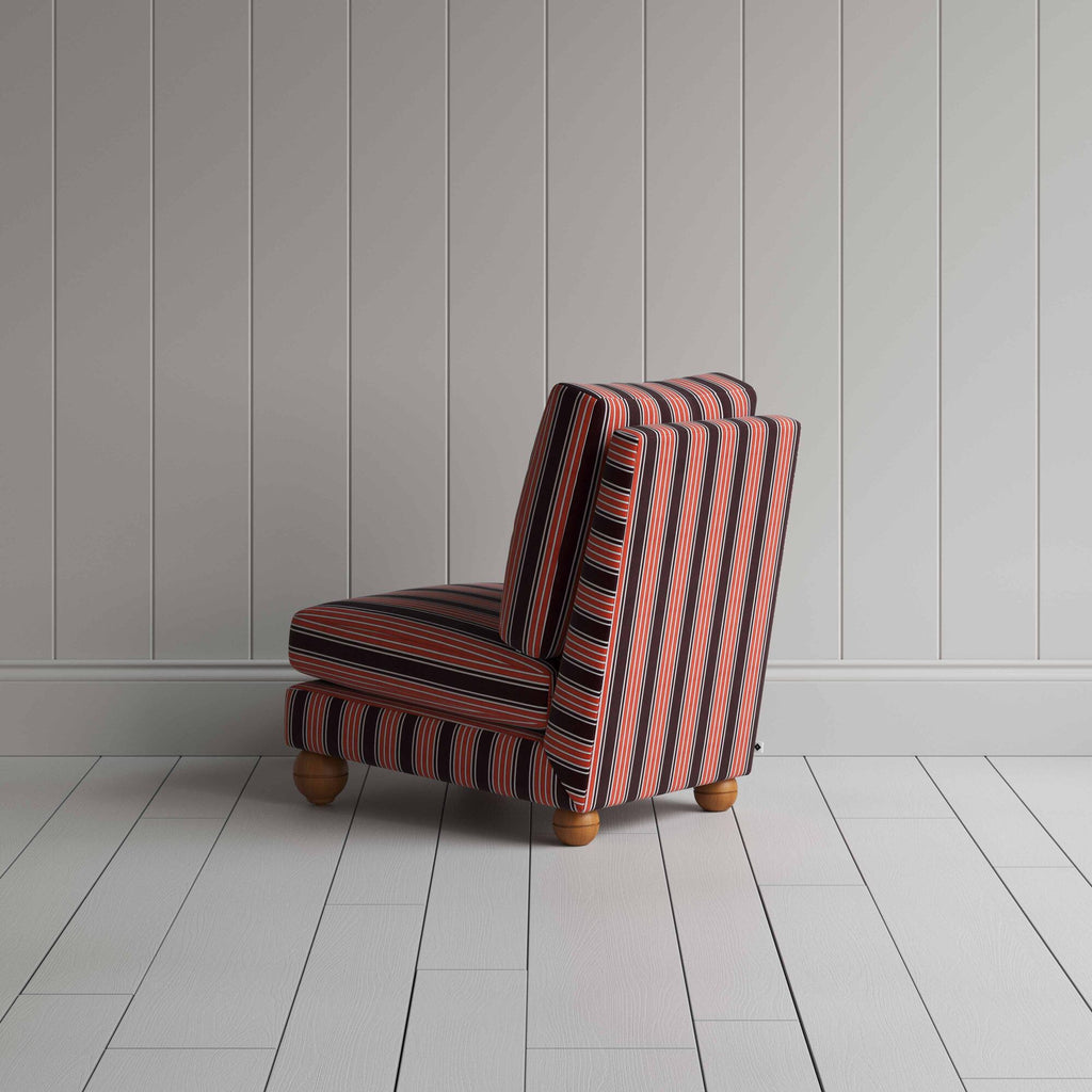  Perch Slipper Armchair in Regatta Cotton, Flame, Back View - NiX 