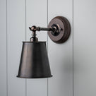 Waxed Brass Wall Light With Metal Lampshade - By NiX