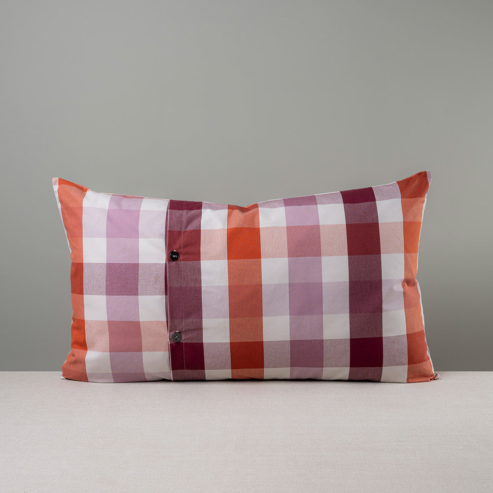  Back Side of Rectangle Lollop Cushion in Red Cotton, Berry With 2 Buttons 
