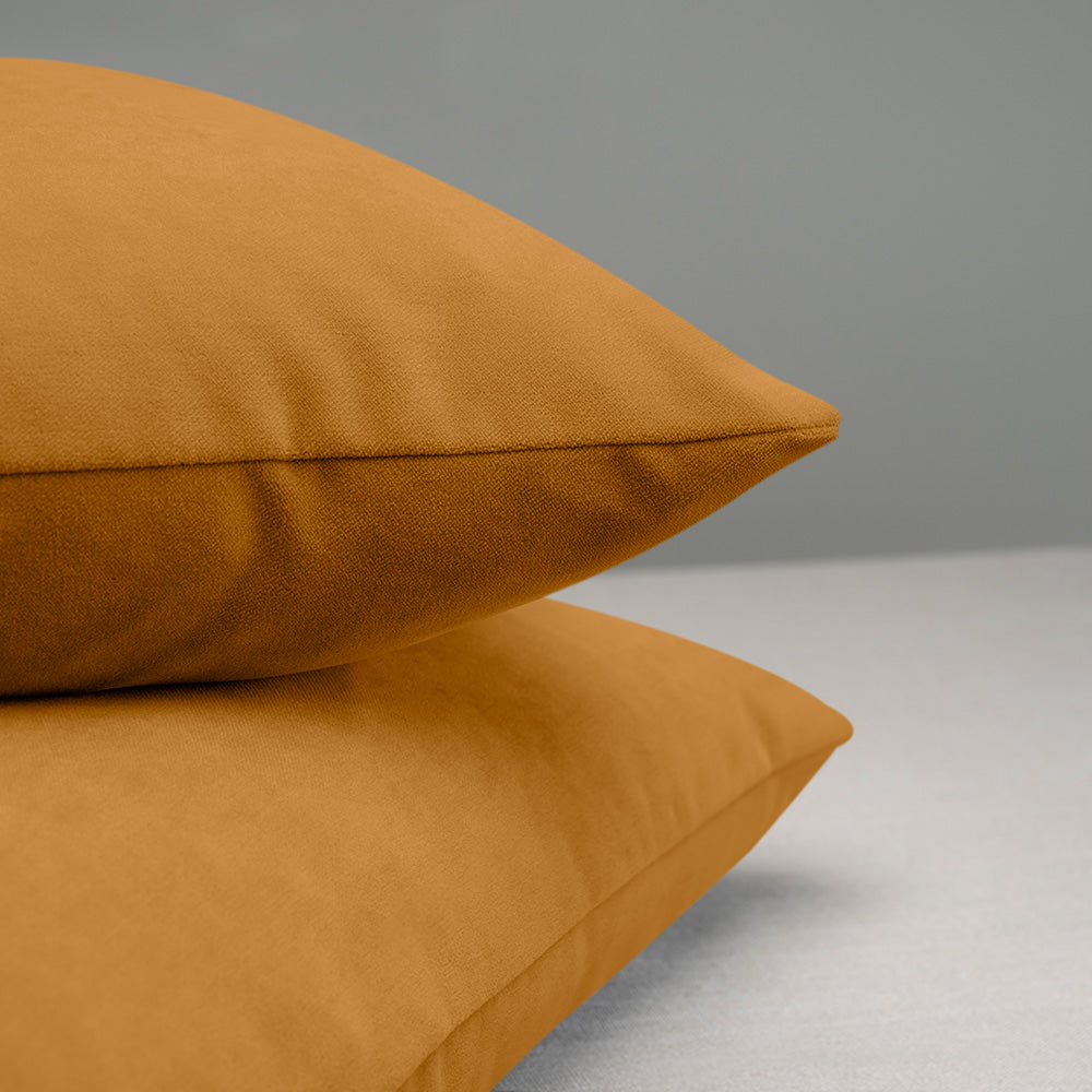  2 Rectangle Lollop Cushion in Orange(Spice) Velvet Edge Design Closeup - NiX 