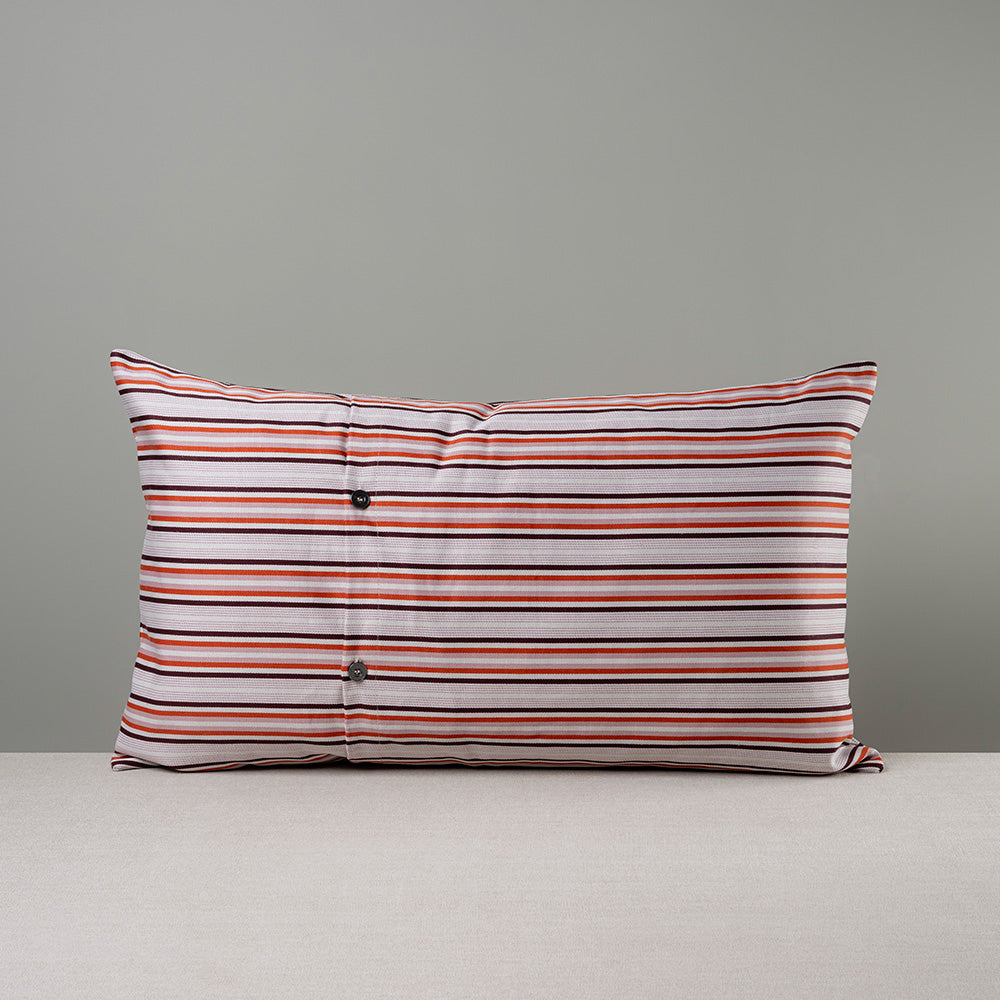  Back Side of Rectangle Lollop Cushion in Slow Lane Cotton Linen, Berry With 2 Buttons - NiX 