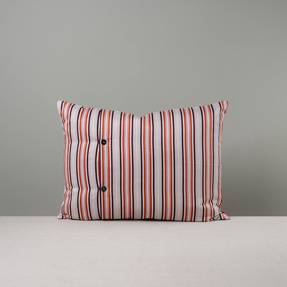  Back Side of Rectangle Lollop Cushion in Slow Lane Cotton Linen, Berry With 2 Buttons - NiX 