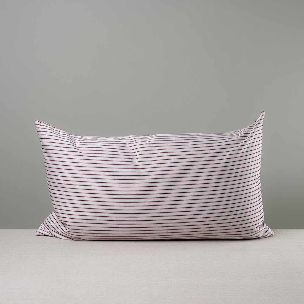  Rectangle Lollop Cushion in Berry Red Ticking Cotton - Nicola Harding 