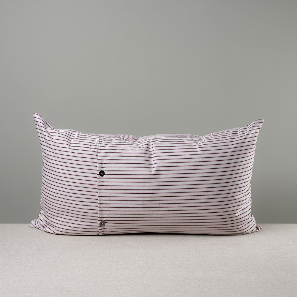  Rectangle Lollop Cushion in Berry Red Ticking Cotton - Nicola Harding 