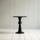 Front View of Anecdote Pedestal Table, Coal Black