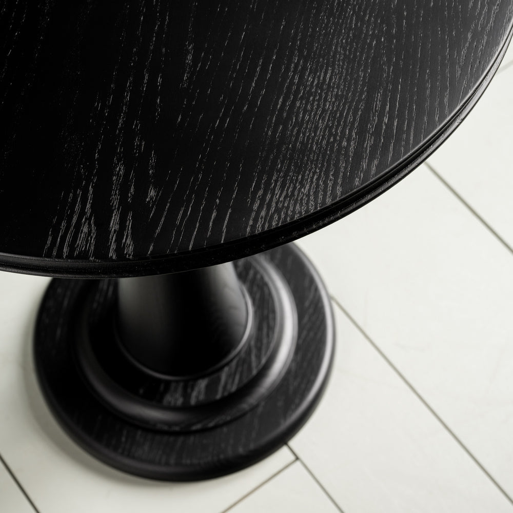  Design Closeup of Anecdote Pedestal Table, Coal Black 