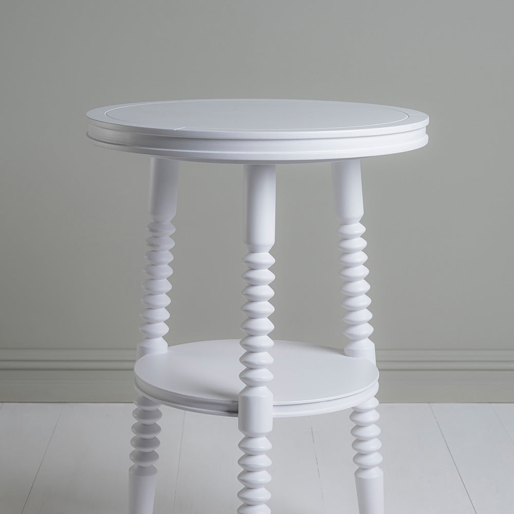 Spindle Side Table, White - Nicola Harding