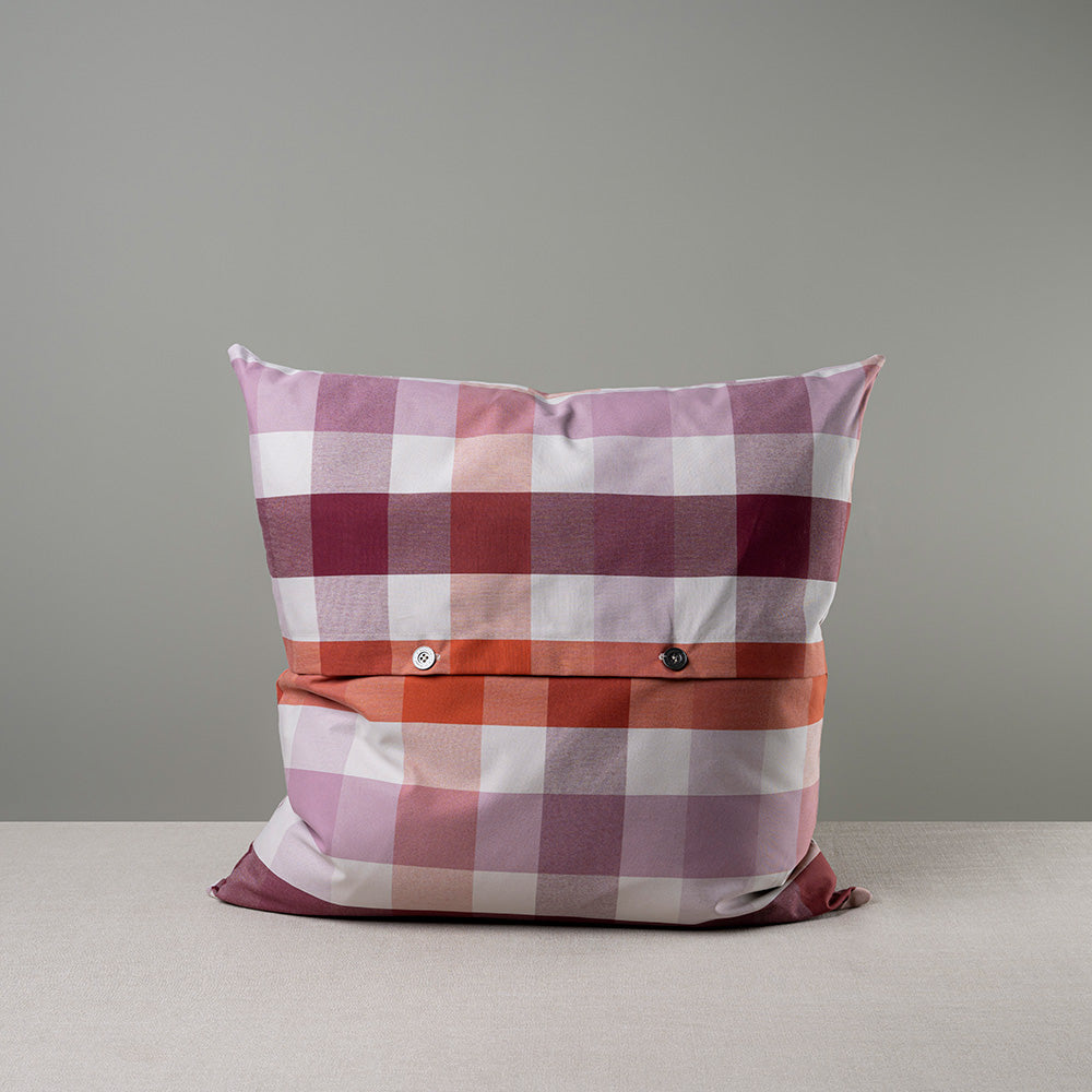Back Side of Extra Large Square Cushion in Cotton, Berry With 2 Buttons - NiX