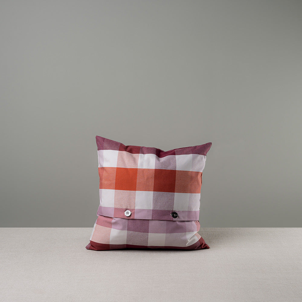 Back Side of Square Cushion in Cotton, Berry with 2 Buttons - By NiX
