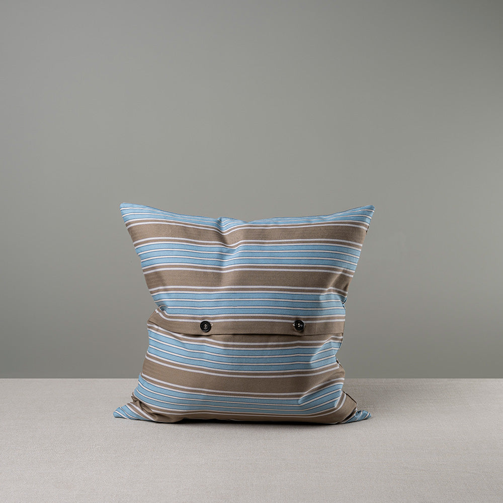  Back Side of Large Square Cushion in Cotton, Blue With 2 Buttons 