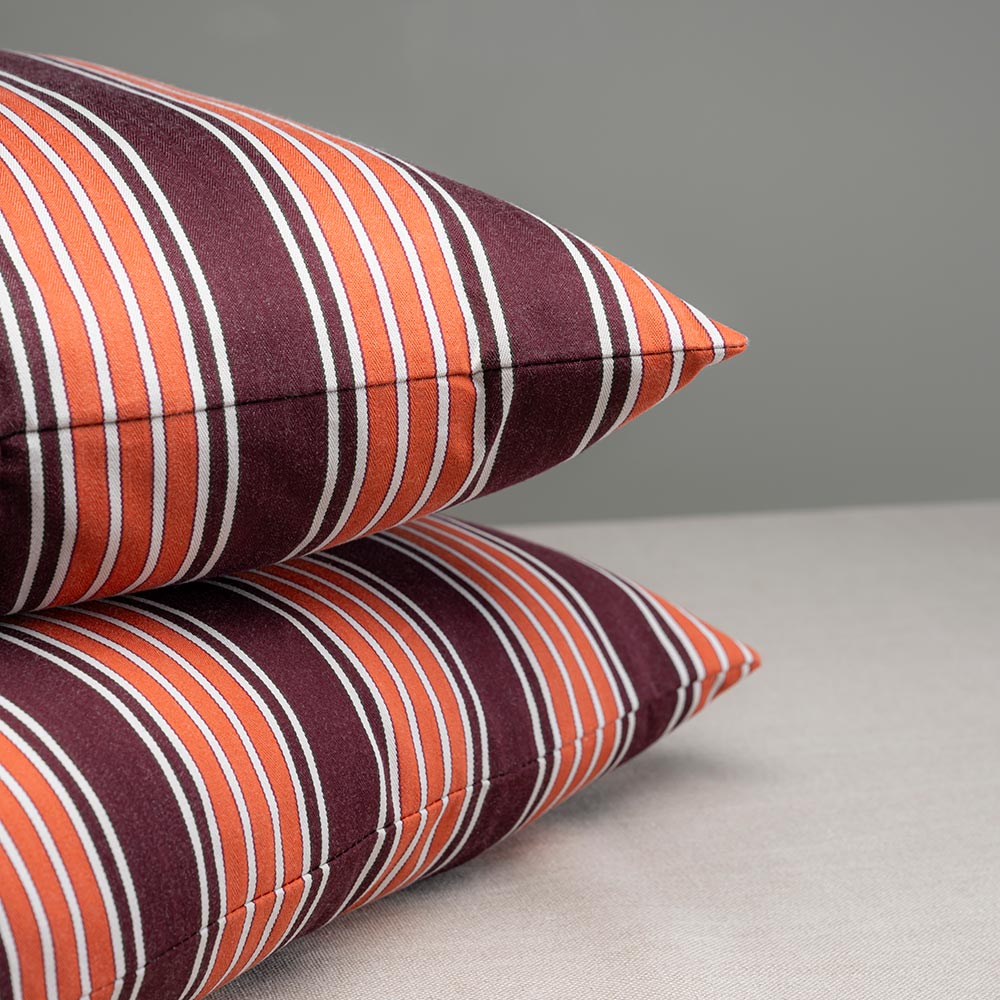  2 Square Kip Cushion in Regatta Cotton, Flame On Top of Each Other - NiX 