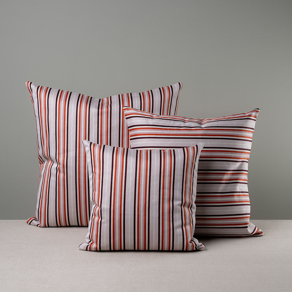  3 Different Sizes of Square Kip Cushion in Berry Cotton Linen - NiX By Nicola Harding & Co. 