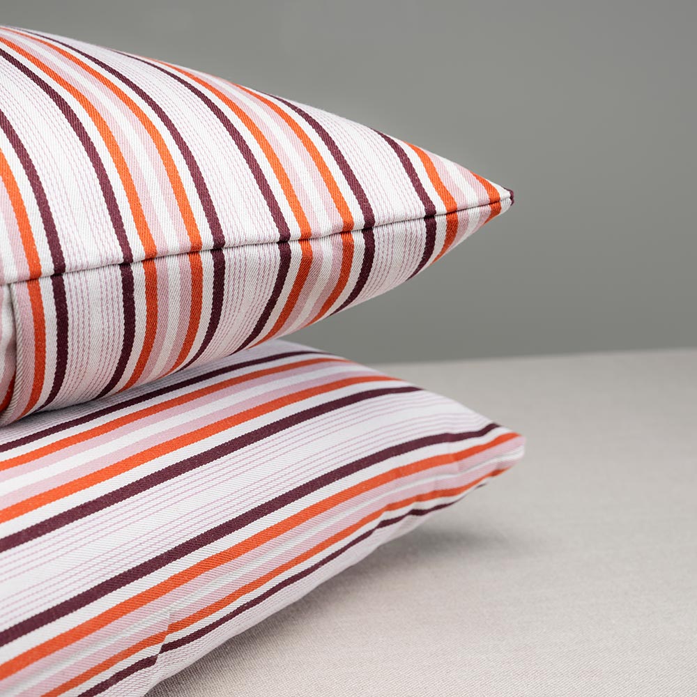 2 Square Kip Cushion in Berry Cotton Linen on top of each other - NiX
