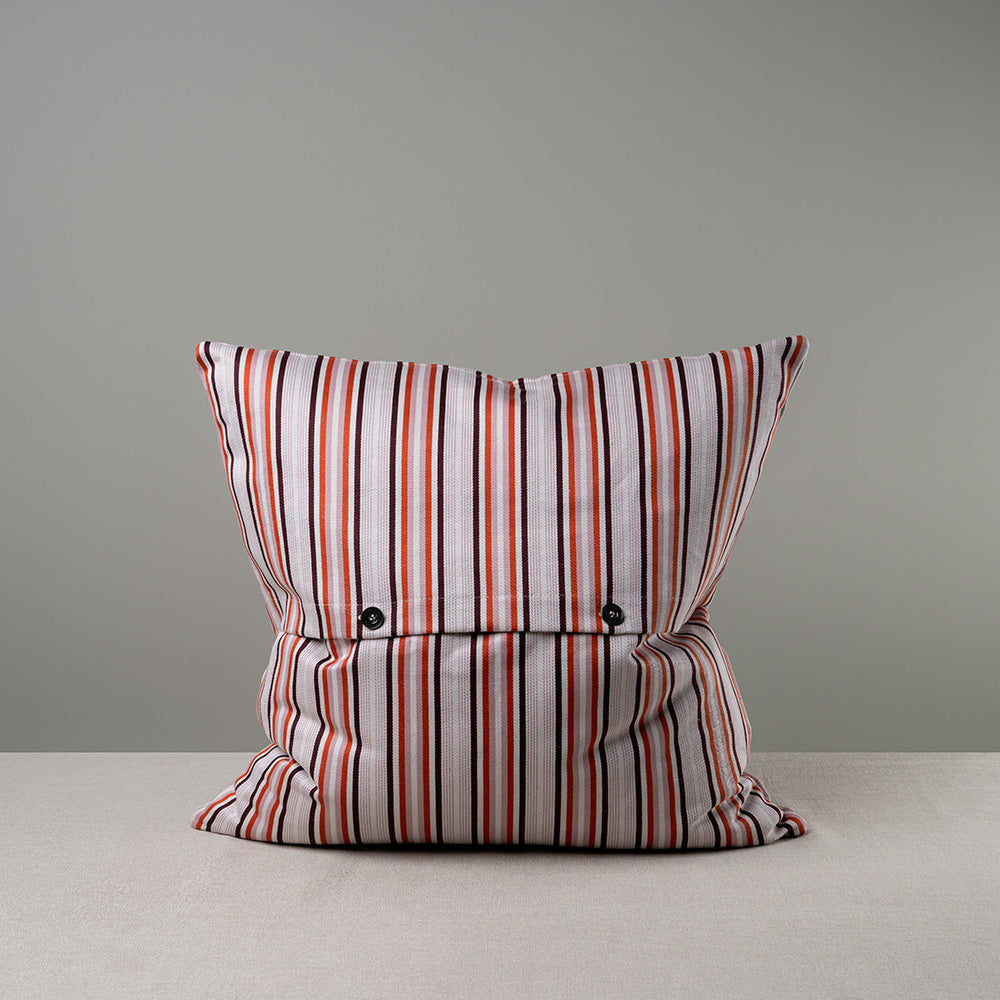 Back Side of Square Kip Cushion in Berry Cotton Linen With 2 Buttons