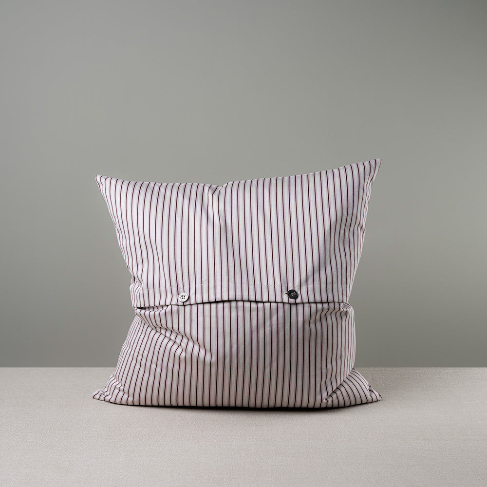 Square Kip Cushion in Ticking Cotton, Berry, With 2 NiX Buttons 