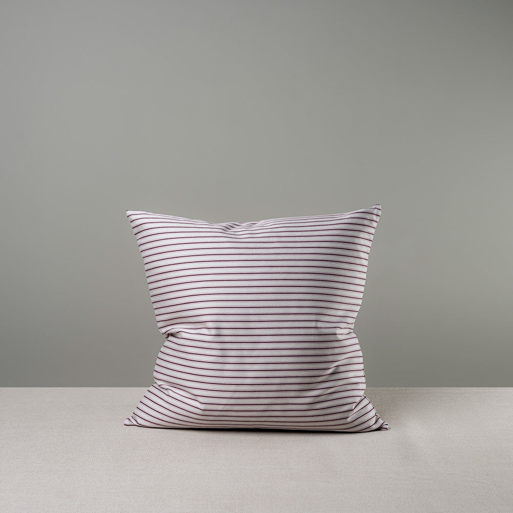 Square Kip Cushion in Ticking Cotton, Berry Manufactured by NiX