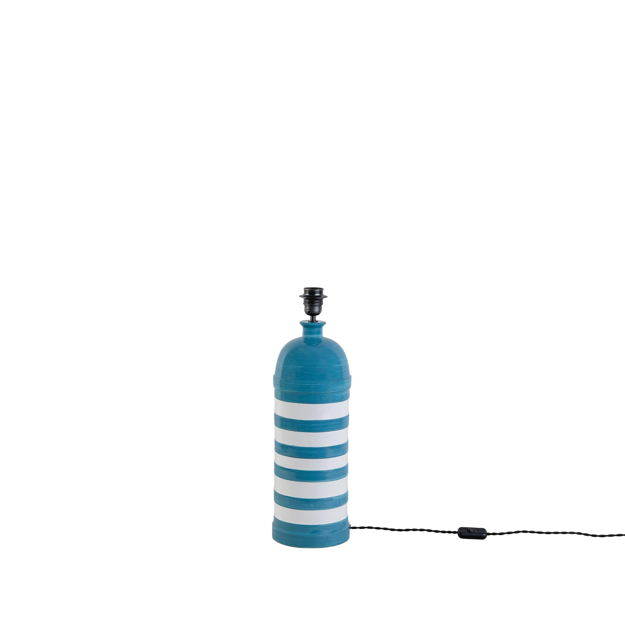  Humbug Striped Ceramic Table Lamp Base in Blue & Warm White 
