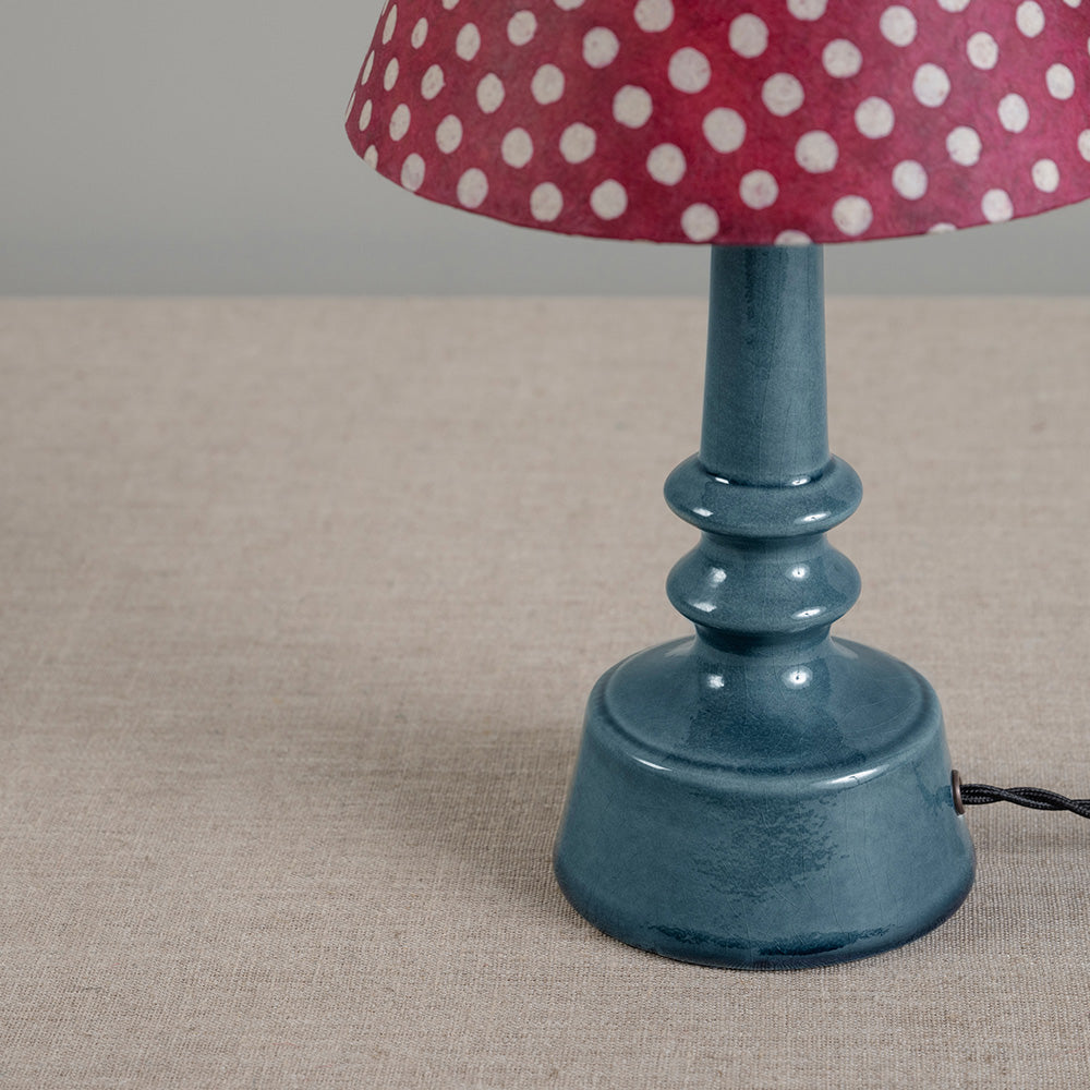  Ditsy Ceramic Table Lamp Base in Sea Blue, Base Closeup - Nicola Harding 