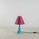 Ditsy Ceramic Table Lamp Base in Turquoise, Ditsy Classic Empire Lamp Shade in Dotty Maroon - By NiX