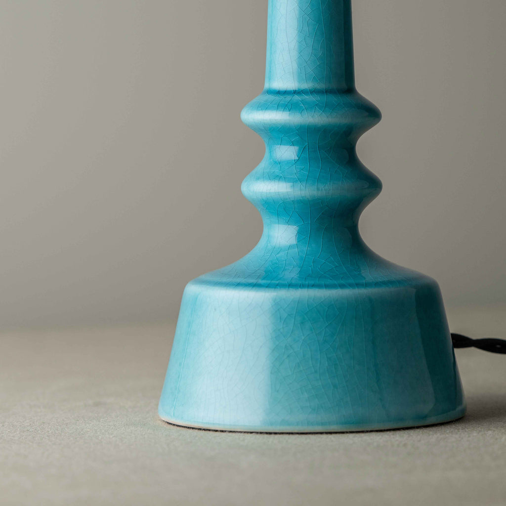  Ditsy Ceramic Table Lamp Base in Turquoise, Base Foot Closeup - Nicola Harding 