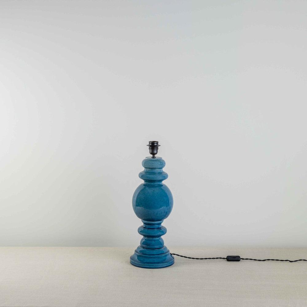 image of Hourglass Ceramic Table Lamp Base in Sea Blue