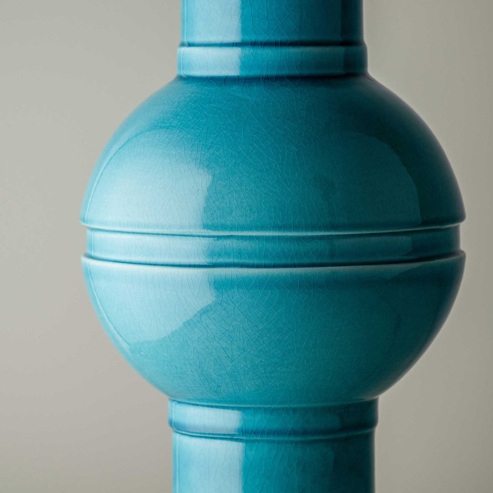 Orb Ceramic Table Lamp Base in Turquoise, Orb Design Closeup - Nicola Harding